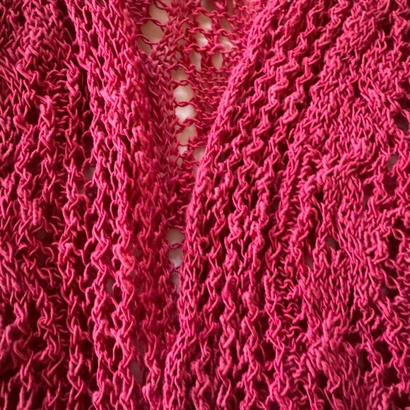 NWT Coldwater Creek Women’s Linen/Cotton Crochet Sweater Shrug, Raspberry PXL - Picture 3 of 10